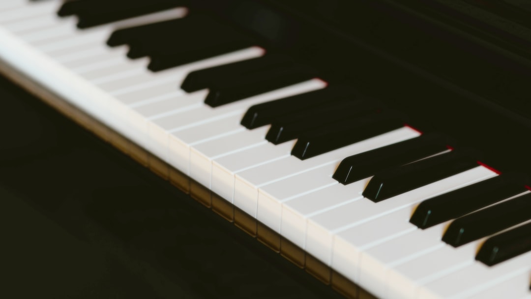 A close up of a piano with black and white keys